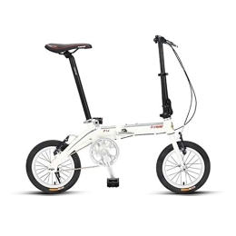 LLF Bike LLF Foldable Bicycles 14inch, Ultra-lightweight Single-speed Adult Portable Men and Women Mountain Bike, Folded In 15 Seconds (Color : White)