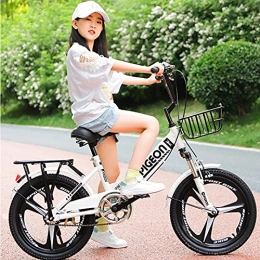 LLF Folding Bike LLF Folding Bike for Adult Men Women, Mini Compact Foldable Bicycle for Student Office Worker Urban, High Tensile Steel Folding Frame with Back Seat and Basket(Size:22inch, Color:White)