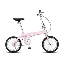 LLF Bike LLF Folding Bikes, 16 Inch Mini Portable Student Comfort Speed Wheel Folding Bike for Men Women Lightweight Folding Casual Bicycle (Color : Pink)