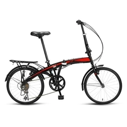 LLF Bike LLF Folding Bikes, 20 Inch Mini Portable Student Comfort 7 Speed Wheel Folding Bike for Men Women Lightweight Folding Casual Bicycle (Color : Red)