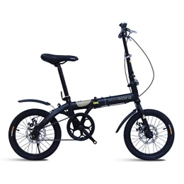 LLF Bike LLF Folding Bikes, Compact Bicycle Urban Commuter, 7 Speed Foldable Bike Lightweight for Men Women, 20in Suspension Folding Bike (Color : Black, Size : 16in)