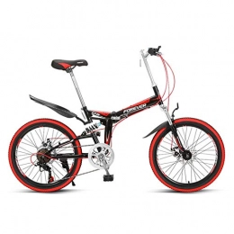 LLF Bike LLF Folding Mountain Bike, Adult Mountain Trail Bike 22 Inch Wheels 7 Speed Bicycle Full Suspension MTB ​​Gears Aluminum Alloy Wheels Mountain Bicycle (Color : Red)