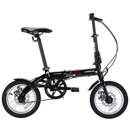 LLF Folding Bike LLF Folding Speed Bikes Damping Bicycle Lightweight Alloy Folding City Bicycle Road Bike Suitable Height 140cm-180cm (Color : Black, Size : 14in)
