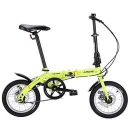 LLF Folding Bike LLF Folding Speed Bikes Damping Bicycle Lightweight Alloy Folding City Bicycle Road Bike Suitable Height 140cm-180cm (Color : Green, Size : 14in)