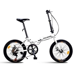 LLF Bike LLF Lightweight Folding Casual Bicycle, 20 Inch Mini Portable Student Comfort Speed Wheel Folding Bike for Height 135CM-180CM (Color : White, Size : 20in)