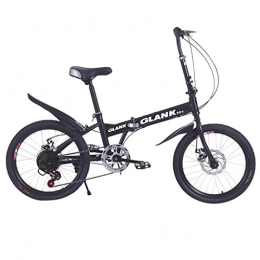 Ln-ZME Folding Bike 20 Inch, Lightweight Mini Mountain Bike MTB Bicycle, Variable Speed Bicycle, Portable City Bike for Adult Student Men Women Unisex (Black)