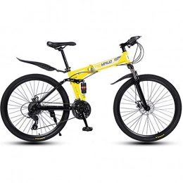 LOISK Folding Bike LOISK Mountain Bike, 26 Inches Foldable Mountain Bike For Cycling Outdoor Lightweight Foldable Bike For Commuting & Leisure, Yellow 30K, 21 Speed