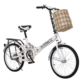 Lovexy Bike Lovexy 20" Lightweight Alloy Folding City Bicycle Bike, adult teenager folding bikes 7-variable speed Before after Double shock absorption with basket / Color:black / white