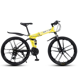 Lovexy Folding Bike Lovexy 24 Inch Folding Bikes Mountain Bike, Featuring 10 Spoke Wheels and 21 Speed, Double Disc Brake and Dual Suspension Anti-Slip Bicycles for Adults- Lightweight Portable Bike