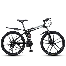 Lovexy Bike Lovexy 24 Inch Folding Mountain Bike, Dual Disc Brake Non-Slip Folding Bikes for Adults / Men / Women, 27 Speed Full Suspension High-Carbon Steel MTB Foldable Bicycle, Black