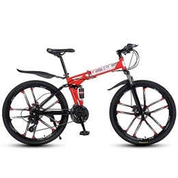 Lovexy Folding Bike Lovexy Adult Mountain Bike, 26 Inch All Terrain Bicycle with Full Suspension, 27Speed MTB with Dual Disc Brakes Foldable Mountain Bike High-carbon Steel Frame Full Suspension Folding Bike