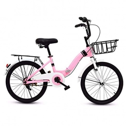 LPsweet Bike LPsweet 16-20 Inch Folding Bicycle, Lightweight Aluminum Frame, Front And Rear Fenders Dual Disc Brake Bicycle for Adults Men And Women Student Childs, Pink, 20