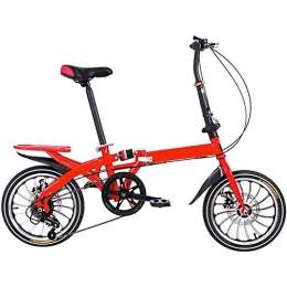 LPsweet Folding Bike LPsweet Foldable Bicycle, Variable Speed Small Portable Ultra Light Shock Absorption One Round Adult Bicycle Easy Folding And Carry Design, Red, 20inches