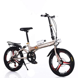 lqgpsx Bike lqgpsx Folding Bike Unisex Alloy City Bicycle 20" With Adjustable Handlebar & Seat 6 speed, comfort Saddle Lightweight For Adults Men Women Teens Ladies Shopper, Disc brake