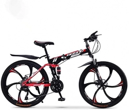 lqgpsx Folding Bike lqgpsx Mountain Bike Folding Bikes, 30-Speed Double Disc Brake Full Suspension Anti-Slip, Off-Road Variable Speed Racing Bikes for Men and Women (Color:E, Size:24IN)