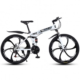 LQLD Folding Bike LQLD Adult Mountain Bikes, High Carbon Steel Thickened Frame Folding Bicycles Anti-Skid Tires Make The Ride Stable And Strong Grip Suitable for Cycling Enthusiasts, Office Workers, White, 24 speed