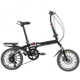LQLD Folding Bike LQLD Folding Bicycles, Suspension Adult Mountain Bike 16In Carbon Steel Mountain Bike Fold at Any Time Providing More Convenience for Life, Black