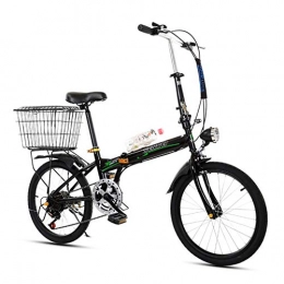 LQLD Bike LQLD Suspension Mountain Bike, Folding Bicycles Save Space Steel Carbon Mountain Bicycles with Lighting And Thickened Car Basket Cycling Is Safer And More Convenient, Black