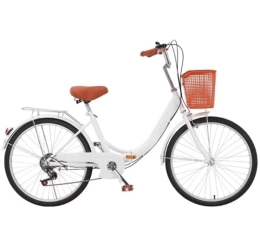 LSQXSS Folding Bike LSQXSS Folding bicycle for men and women, 6 speeds hybrid bikes, low step-through frame city bicycle, tandem bicycles, rear sponge seat, dual brakes, comfort pedal city commuter bikes, front rear fenders
