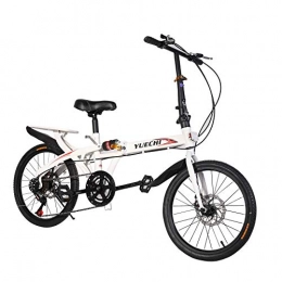 LUVODI 20 Inch 7 Speed Folding Bike, Steel Frame Folding Bicycle Rear Suspension Dual Disc Brake Lightweight Commuting Bike with Fender and Rear Rack for Men and Women