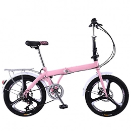 Lwieui Folding Bike Lwieui Mountain Bike 7 Speed Folding Bike And Save Space Better, Pink Height Adjustable Seat, For Mountains And Roads, Dual Suspension Wheel