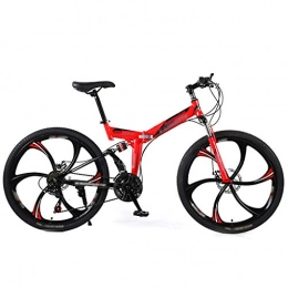 LWZ Folding Bike LWZ Youth and Adult Mountain Folding Bike 26 Inch Wheels Carbon Steel Frame Full Suspension Dual Disc Brakes 21 Speed Non-slip Bicycle Unisex
