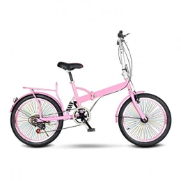 LXJ Folding Bike LXJ 20-inch Color Spoke Wheel Folding Bicycle Adult And Young Women’s Lightweight City Bike, Shock Absorber, V-brake, 6-speed