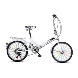 LXJ Folding Bike LXJ 20-inch Colorful Ultra-light Folding Bicycle, High-carbon Steel Frame Variable Speed, Suitable For Adult Men And Women, Urban Bikes, White