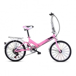 LXJ Folding Bike LXJ 20-inch Colorful Ultra-light Folding Bicycle With Variable Speed And Shock Absorption, Suitable For Adult Men And Women Adolescents, City Bikes, Pink