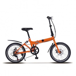 LXJ Folding Bike LXJ 20-inch Folding Bicycle, High-carbon Steel Frame, 7-speed Shock-absorbing Mechanical Disc Brake, Suitable For Adult Men And Women, City Bikes, Orange