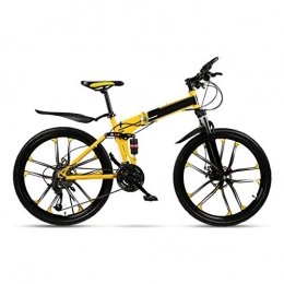 LXJ Folding Bike LXJ 26-inch Folding Mountain Cross-country Bike, 24-speed Road Bike With 10 Cutters, Dual Shock Absorbers And Dual Disc Brakes, High-carbon Steel Frame