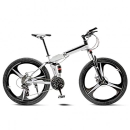 LXJ Folding Bike LXJ Folding Mountain Bike 24-speed Road Bike, Disc Brake, Double Shock Absorber, High Carbon Steel Frame (color: White, Size: 26 Inch Wheels)
