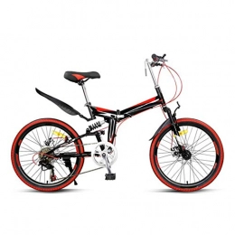 LXJ Bike LXJ Folding Mountain Bike 7-speed Road Bike, Disc Brake, Double Shock Absorber, High Carbon Steel Frame (color: Black, Size: 22 Inch Wheels)