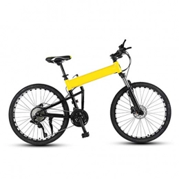 LXJ Bike LXJ Folding Mountain Bike Road Bike 24 Speed, Disc Brake, Shock Absorption, Aluminum Alloy Frame (color: Yellow, Size: 26 Inch Wheels)