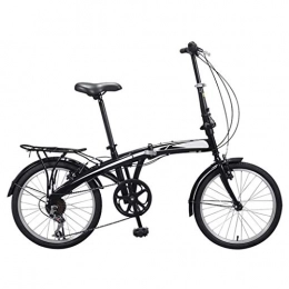 LXJ Folding Bike LXJ Lightweight Folding Bike, 20-inch Tires, City Bikes For Adults, Men, Women, Students, Black, 7-speed V-shaped Brakes