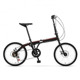 LXJ Bike LXJ Lightweight Folding Bike, 20-inch Tires, Variable Speed City Bike, Suitable For Adult Men And Women Students, Black, 6-speed
