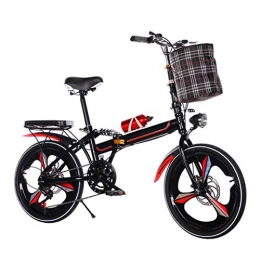 LXJ Bike LXJ Lightweight Folding City Bike, 20-inch One-wheeled Adult Student Unisex, 6-speed Disc Brake, City Bike Scooter With Comfortable Back Seat And Fabric Frame
