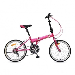 LXJ Bike LXJ Lightweight High-carbon Steel Folding City Bicycle Women's, 20-inch 21-speed Continuously Variable Transmission For Adult Students, Pink