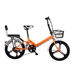 LXJ Bike LXJ Lightweight High-carbon Steel Folding City Bike, 20-inch One-wheel Adult Student 7-speed Shock Absorber, With Comfortable Backrest And Guard Net