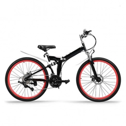 LXJ Bike LXJ Mountain Bike Unisex Adult High-carbon Steel Folding Frame, Full Suspension Double Disc Brake, 26-inch Wheels, 24-speed