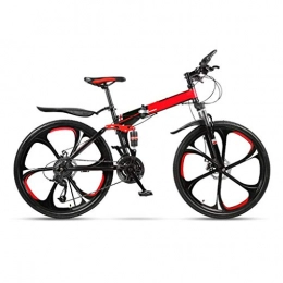 LXJ Folding Bike LXJ Mountain Bike Unisex Adult High-carbon Steel Folding Frame With Dual Shock Absorbers And Dual Disc Brakes, 26-inch Wheels With 6 Cutters, 24-speed