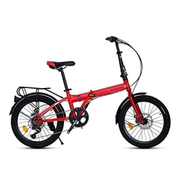 LXJ Folding Bike LXJ Road bike adult bike Folding Bicycle 20-inch Wheels 7-speed Transmission Ultra-light Portable And Easy To Store Unisex For Adjustable seat height (Red)
