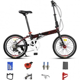 LXLTLB Bike LXLTLB Folding City Bicycle 20in Unisex Adult Suitable for Height 140-180 cm Foldable Bike Portable Variable Speed Aluminum Alloy Folding, Black