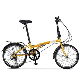 Lxyxyl Folding Bike Lxyxyl 20-inch Folding Bicycle Student Men and Women Outdoor Pedal Bicycle Adjustable Speed for Height 59inch-70.8inch (Color : Yellow)