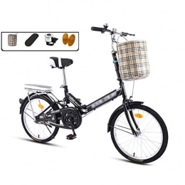 LYRONG Bike LYRONG 16 Inch Folding Bike, Single Speed Low Step-Through Steel Frame Foldable Compact Bicycle with Comfort Saddle Carrying Bag and Rack, Black-B
