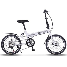 LYRONG Bike LYRONG 20 Inch Folding Bike, Single Speed Low Step-Through Steel Frame Foldable Compact Bicycle with Fenders and Comfort Saddle Urban Riding and Commuting, White