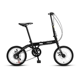 LYRONG Bike LYRONG 6 Speed Foldable Bicycle, with Comfort Saddle 16 Inch Folding Bike Low Step-Through Steel Frame Urban Riding and Commuting, Black