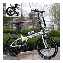 LYRONG Bike LYRONG 6 Speed Folding Bike, Low Step-Through Steel Frame Foldable Compact Bicycle with Rack Fenders Urban Riding and Commuting, 20 Inch-White