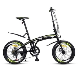 LYRONG Bike LYRONG 7 Speed Folding Bike, 20 Inch Foldable Compact Bicycle with Low Step-Through Steel Frame Comfort Saddle and Fenders for Adults, Black