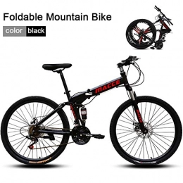 LYRWISHJD Folding Bike LYRWISHJD Full Suspension Bicycle Foldable Soft Tail Mountain Bikes 26 inch Wheel 24 Speed Adjustable seat Widened pedals high carbon steel Frame Outdoor Cycling Fitness Equipment